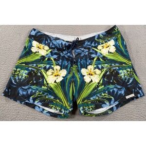 Sauvage California Swim Trunks Shorts Men's 38 Blue Hibiscus Flower Made In USA